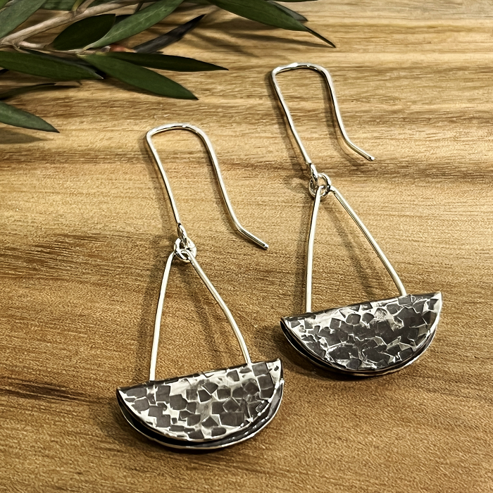 Alannah Sheridan Taco earrings sterling silver Australian jewellery artist Town & Country Gallery Gippsland