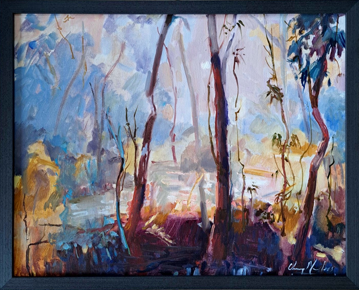 Cherry Manders Mist on the Yarra Australian landscape artist Town & Country Gallery Gippsland
