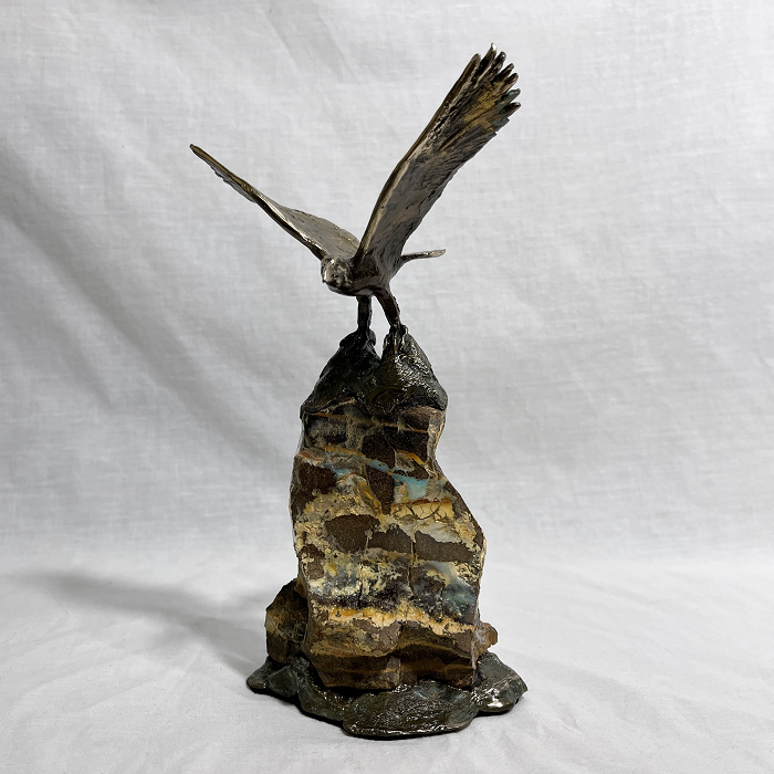 Chris Gavins Eagle on Opal Boulder Australian sculpture artist Town & Country Gallery Gippsland