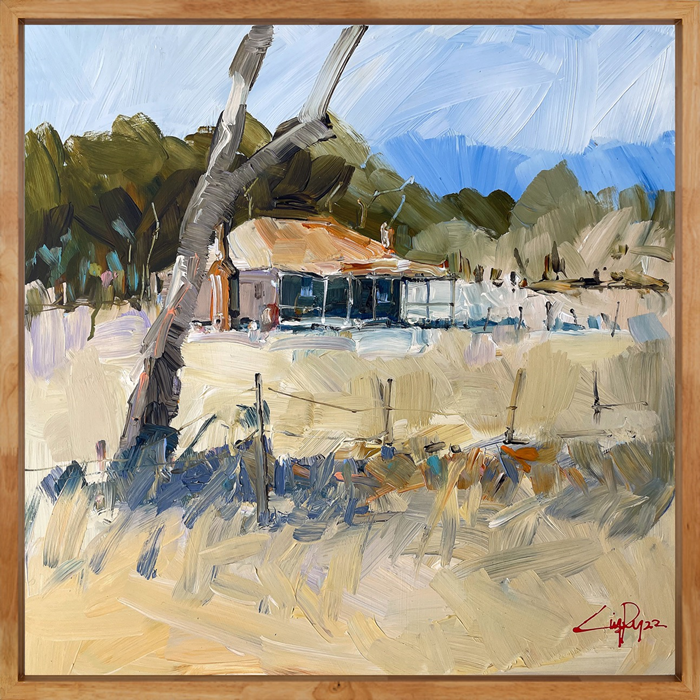 Craig Penny House at Yea acrylic on wood with oak frame Australian landscape artist Town & Country Gallery Gippsland