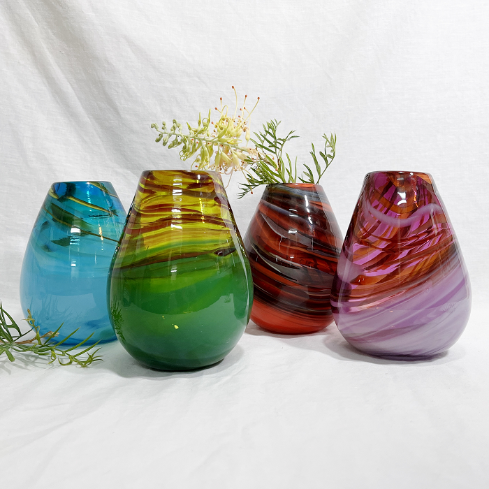 James McMurtrie Glass botanical vases Australian artist Town & Country Gallery Gippsland