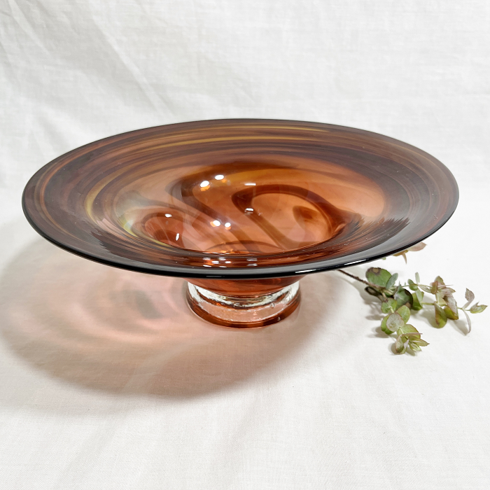 James McMurtrie Glass bowl - small amber browns Australian artist hand blown glass Town & Country Gallery Gippsland