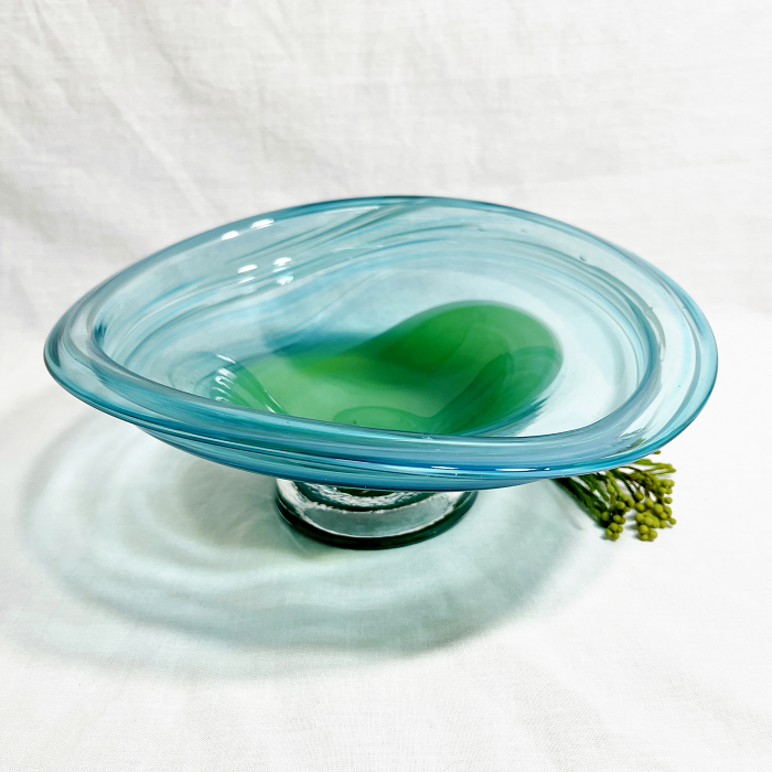 James McMurtrie Glass bowl - small aqua green Australian artist hand blown glass Town & Country Gallery Gippsland