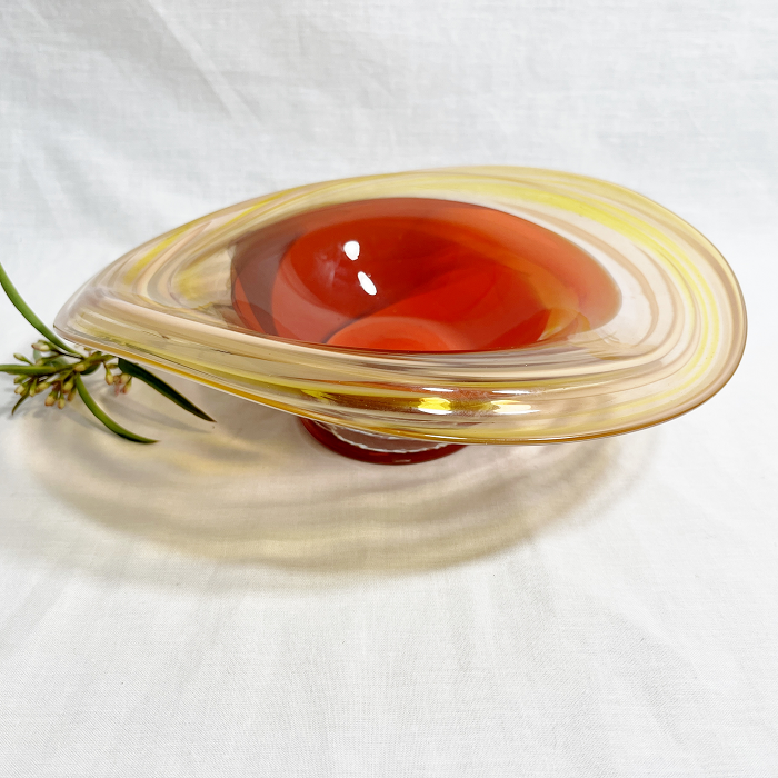 James McMurtrie Glass bowl - small red orange Australian artist hand blown glass Town & Country Gallery Gippsland