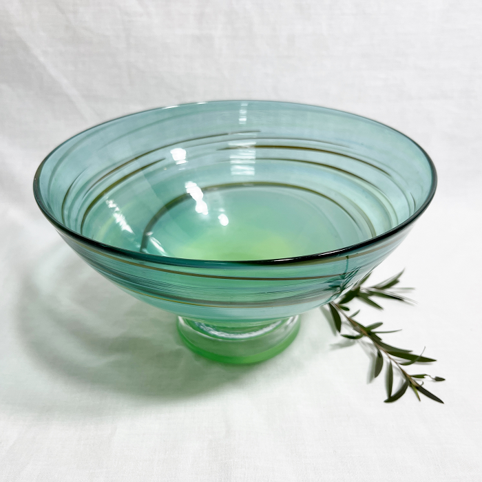 James McMurtrie Glass bowl - small turquoise Australian artist hand blown glass Town & Country Gallery Gippsland