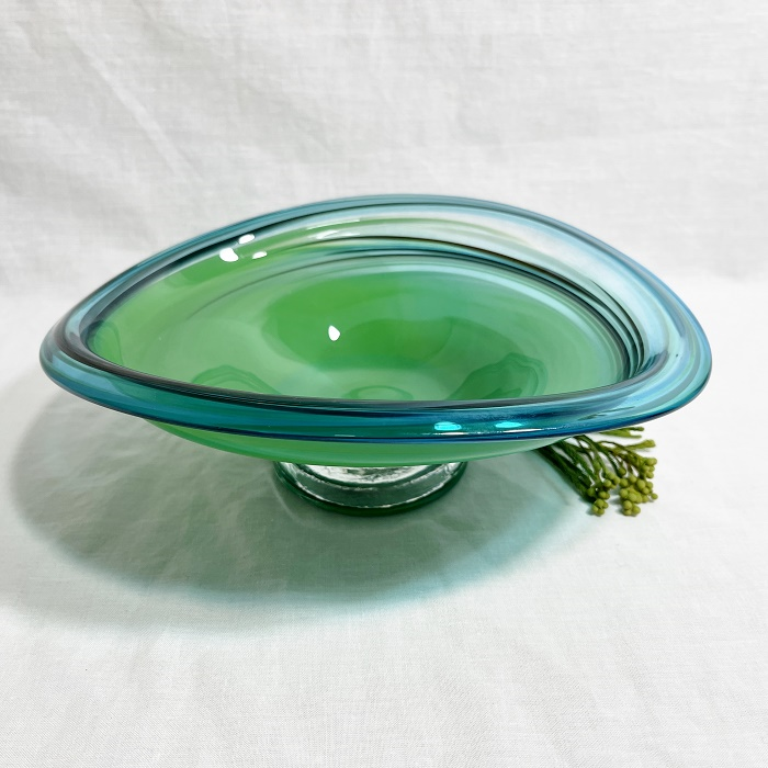 James McMurtrie Glass bowl - small turquoise green Australian artist hand blown glass Town & Country Gallery Gippsland