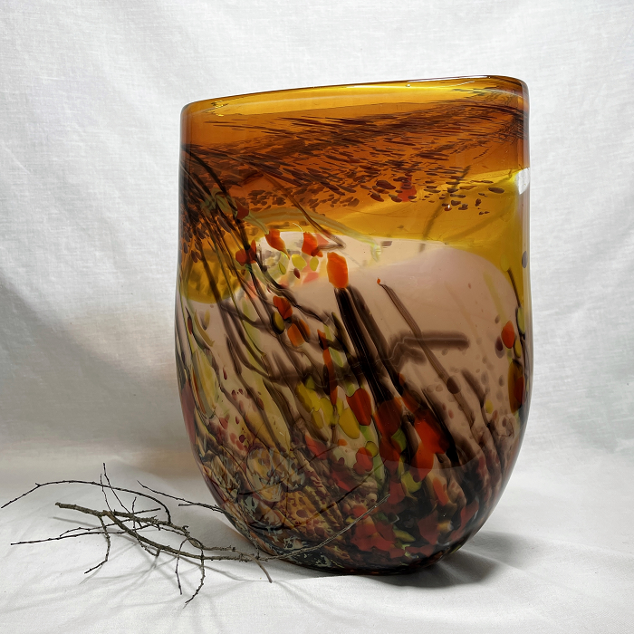 James McMurtrie Landscape flat glass vase Australian artist Town & Country Gallery Yarragon Gippsland