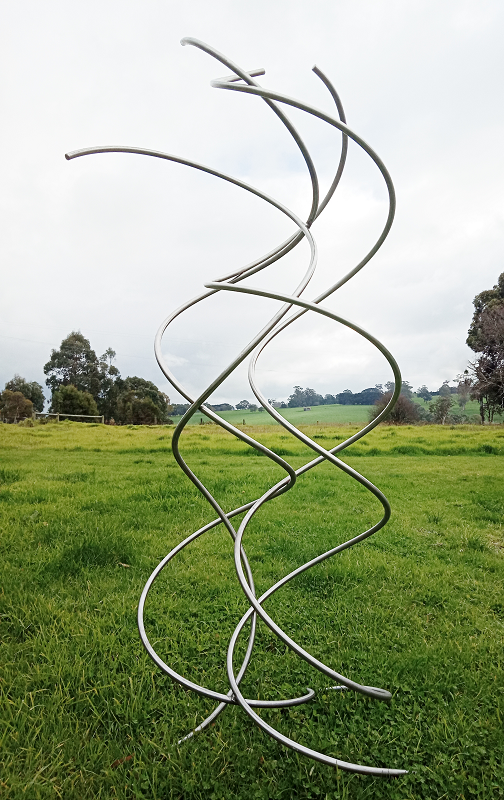 Jeff Hyde Twister stainless steel Australian artist, Town & Country Gallery, Gippsland
