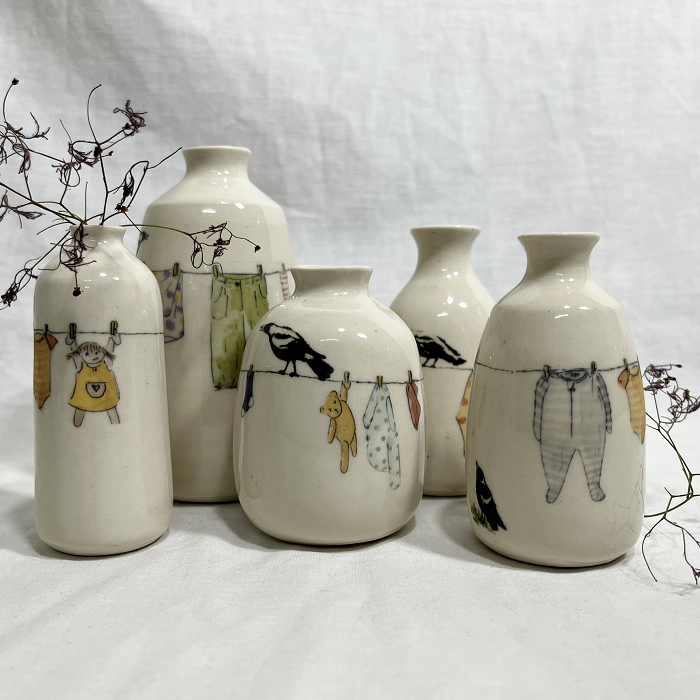Jessie Pittard Washing Day ceramic vases Australian artist Town & Country Gallery Gippsland
