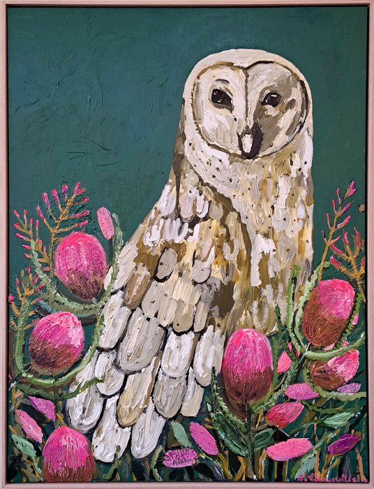 Kerryann Somerville Owl amongst the natives 1 Australian artist Town & Country Gallery Gippsland
