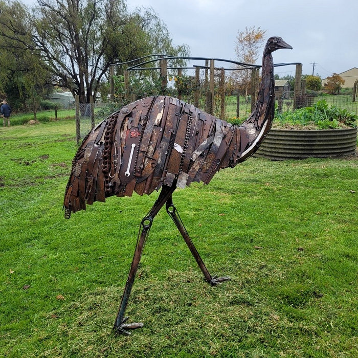 Lachie Yuill Edna - Emu sculpture, Australian artist, Town & Country Gallery, Gippsland