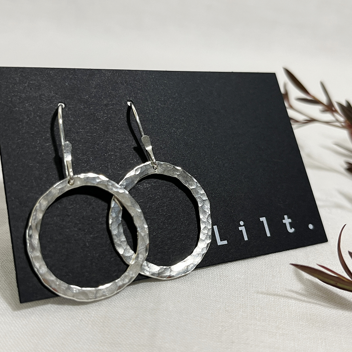Lilt jewellery sterling silver textured hoop on hook earrings
