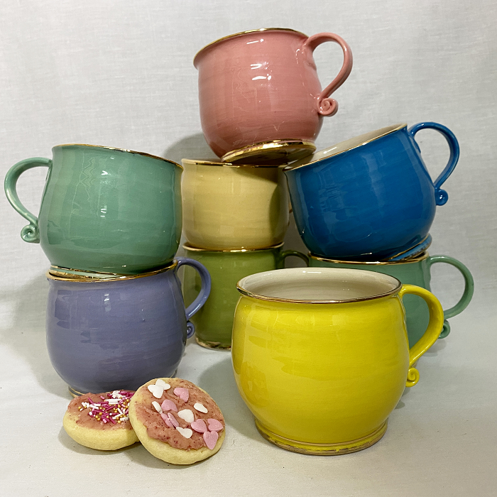 Lynley Northcott Squat Mugs Town & Country Gallery Australian handcrafted ceramics