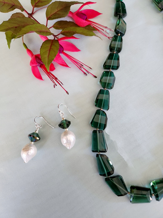 Lynn Walsh Earrings Baroque pearls with Czech glass Gippsland Town & Country Gallery Yarragon Australian Jewellery Artist
