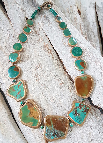 Lynn Walsh Turquoise slab copper Necklace