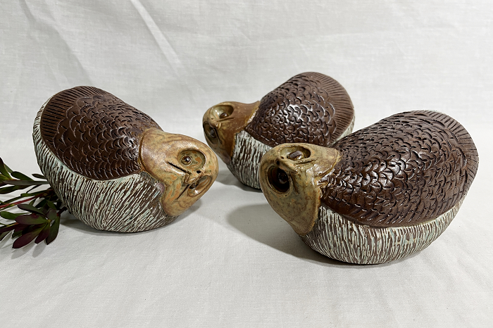 Malcolm Boyd Bird sculptures hand-built stoneware carved pottery Australian ceramics artist Town & Country Gallery Gippsland