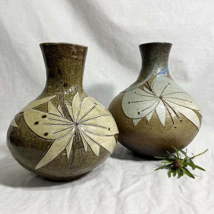 Malcolm Boyd Orchid vases Australian ceramic artist Town & Country Gallery Gippsland