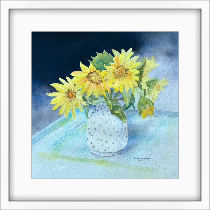 Margaret Koopmans Yellow daisies - little pot of gold Australian artist, Town & Country Gallery, Gippsland