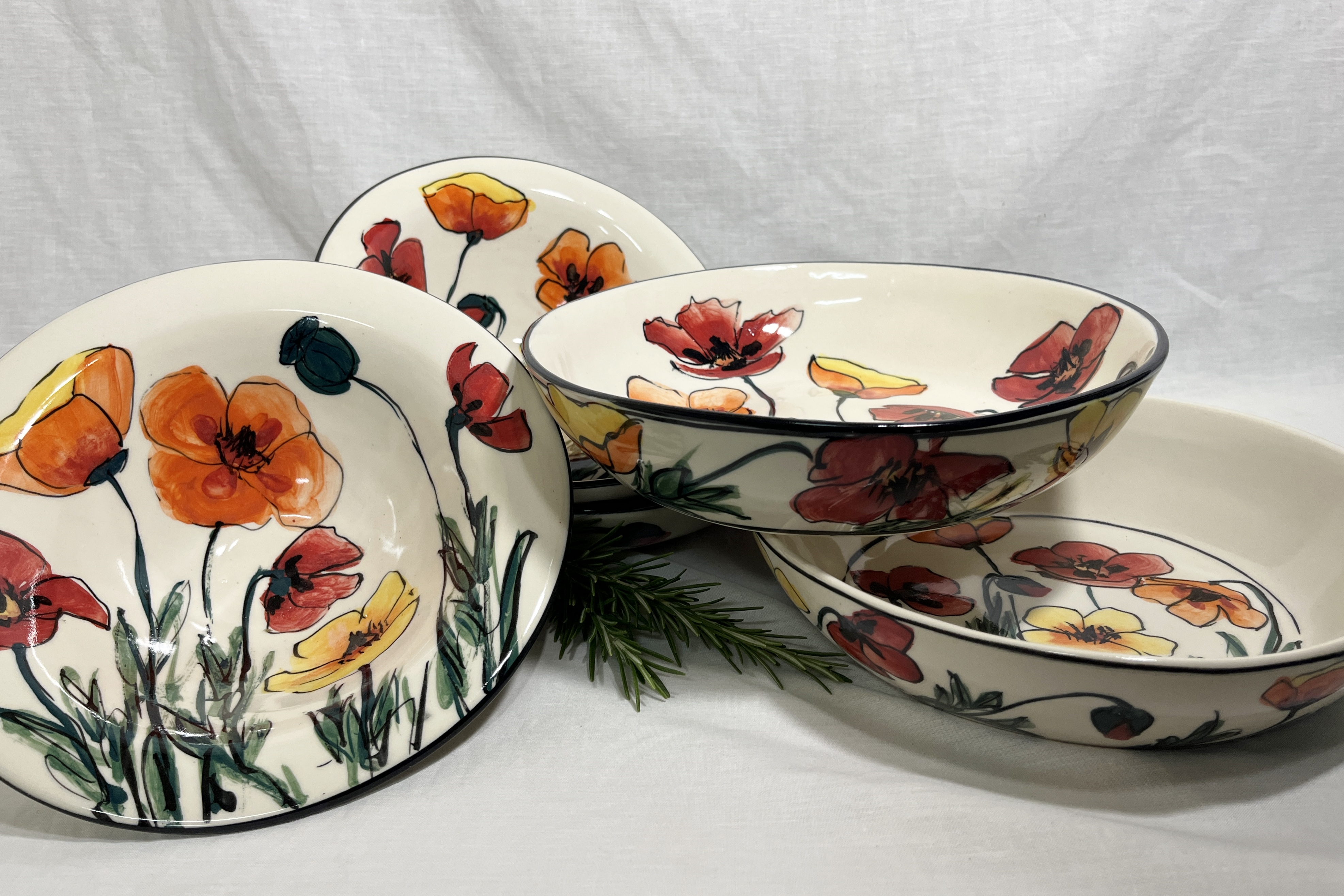 Mary-lou Pittard poppy bowls Australian ceramic artist Town & Country Gallery Yarragon Gippsland