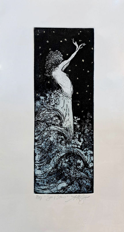Melissa Wright Sea and Stars 7-27 30x11cm Intaglio Ltd Ed Print Mat board 46x26cm $155 cn114 Australian artist Town & Country Gallery Gippsland