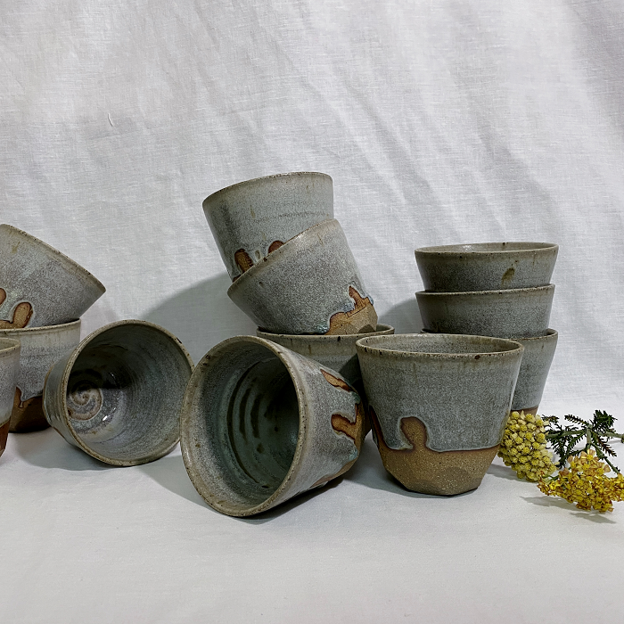 Minna Graham Faceted ash glaze mugs