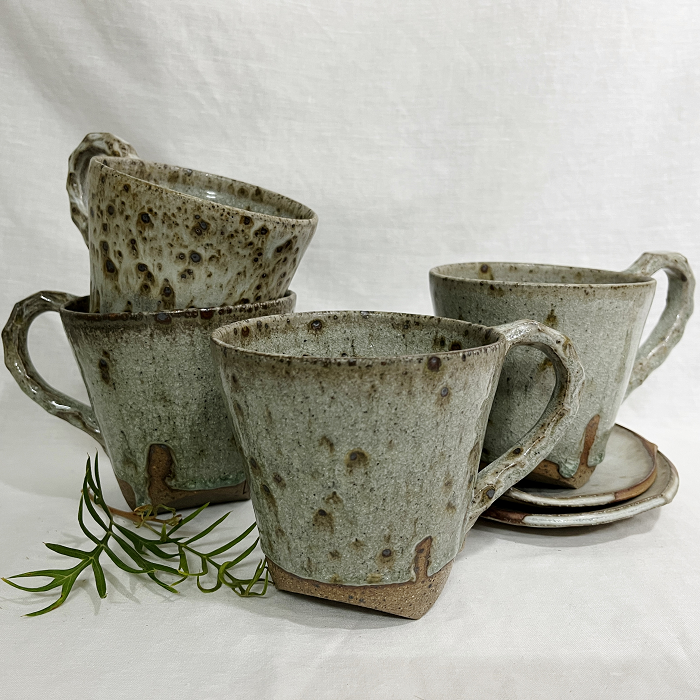 Minna Graham Hand made cups - freckle Australian ceramic artist Town & Country Gallery Gippsland