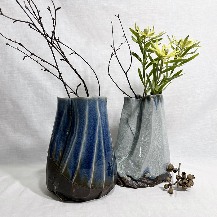 Minna Graham Medium altered vases Australian ceramic artist Town & Country Gallery Gippsland