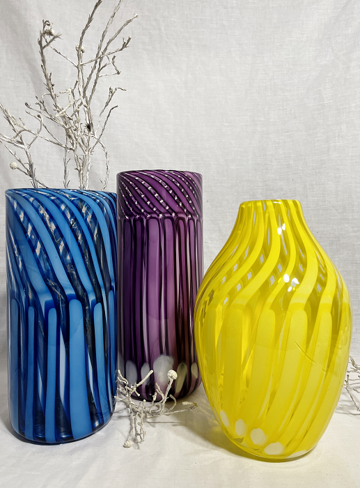 Patrick Wong Glass cane vases Australian artist Town & Country Gallery Gippsland