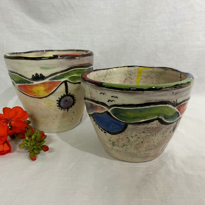 Susan Storm Story jars handcrafted in clay Australian ceramic artist Town & Country Gallery Yarragon