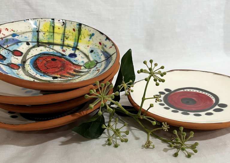 Susan Storm small round plates handcrafted in clay Australian ceramic artist Town & Country Gallery Yarragon