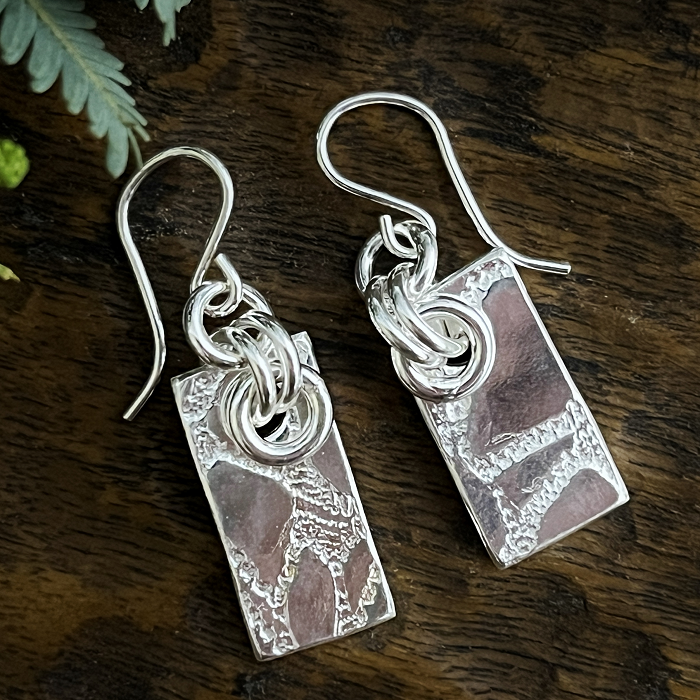 Tamara Dixon Silver drop earrings Plank Australian jewellery designer Town & Country Gallery Gippsland