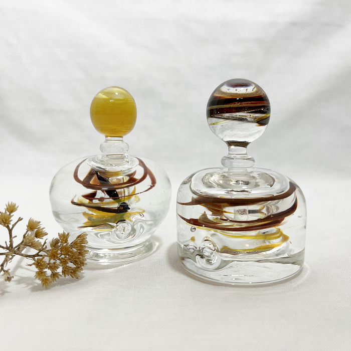 Tony Trivett Glass perfume bottles Australian artist Town & Country Gallery Gippsland