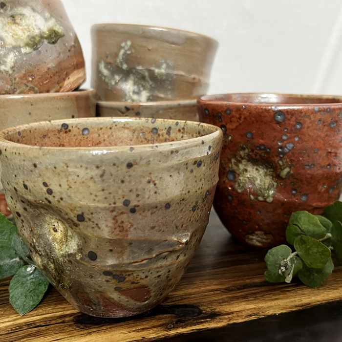 Trevor Smith Handmade Shino ceramic cups Australian pottery Town & Country Gallery Gippsland