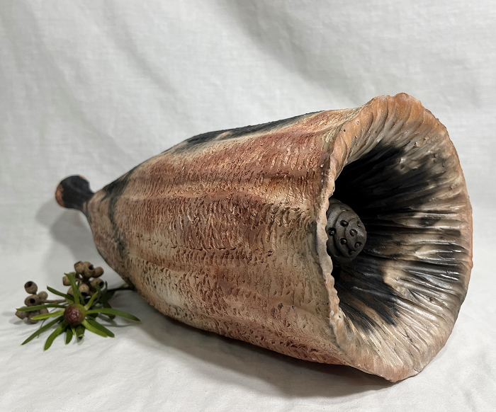 Wendy Reeve Saggar fired Seed Pod Australian artist Town & Country Gallery Gippsland